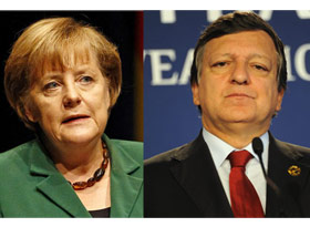 Angela Merkel şi Jose Manuel Barroso.