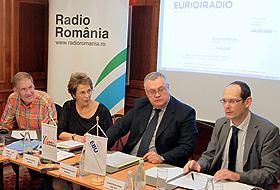 Preşedinte Director General al Radio Rom&acirc;nia, Ovidiu Miculescu alături de  Jorunn Hope, Preşedintele Comisiei Euroclassic Notturno şi Christian Vogg, director al Radio EBU Media Department.