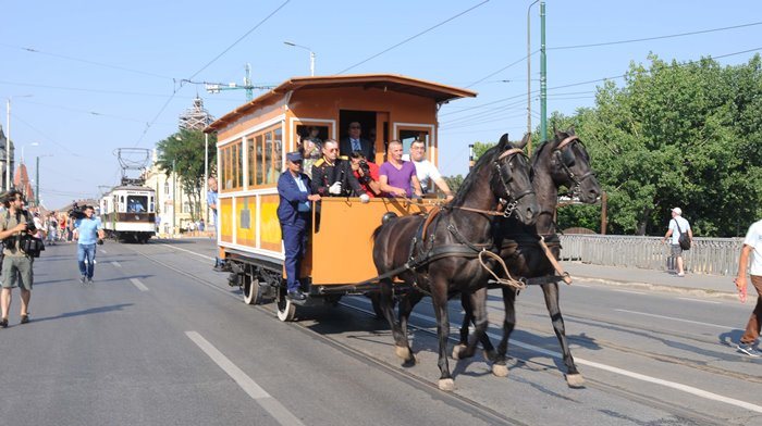 Tramvai de epocă &icirc;n Timișoara, iulie 2015.