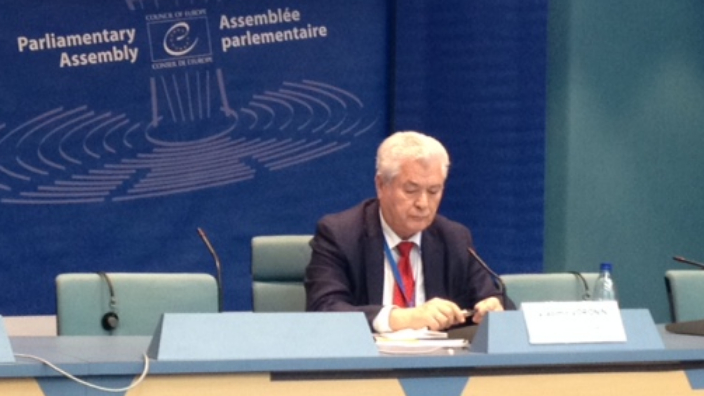 Vladimir Voronin &icirc;n timpul lucrărilor Adunării Parlamentare a Consiliului Europei de la Strasbourg.