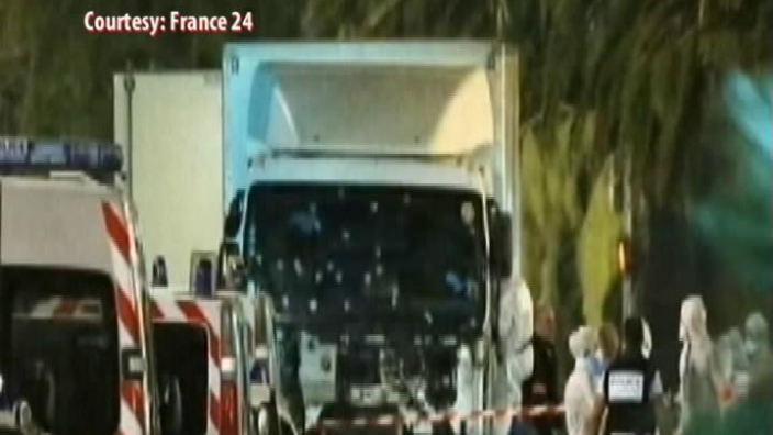 Imagine a camionului implicat in atentat.