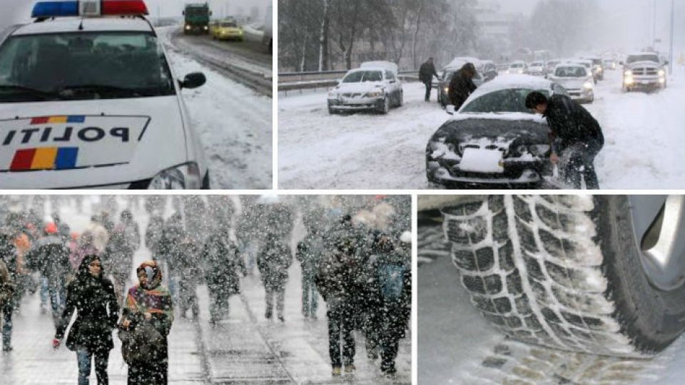 Cod portocaliu de ninsori și viscol în 11 județe și în București