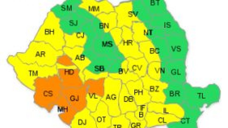 Avertizare Cod portocaliu pentru cinci judeţe (Update)