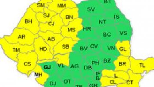 Avertizare cod galben de ploi, furtuni si canicula pentru acest weekend