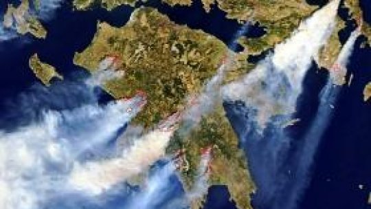 Incendiu violent în Peloponez, Grecia