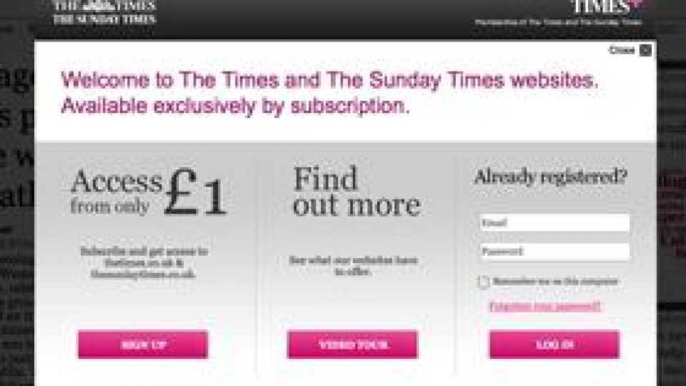 Accesul pe siteurile Times şi Sunday Times costă o liră pe zi