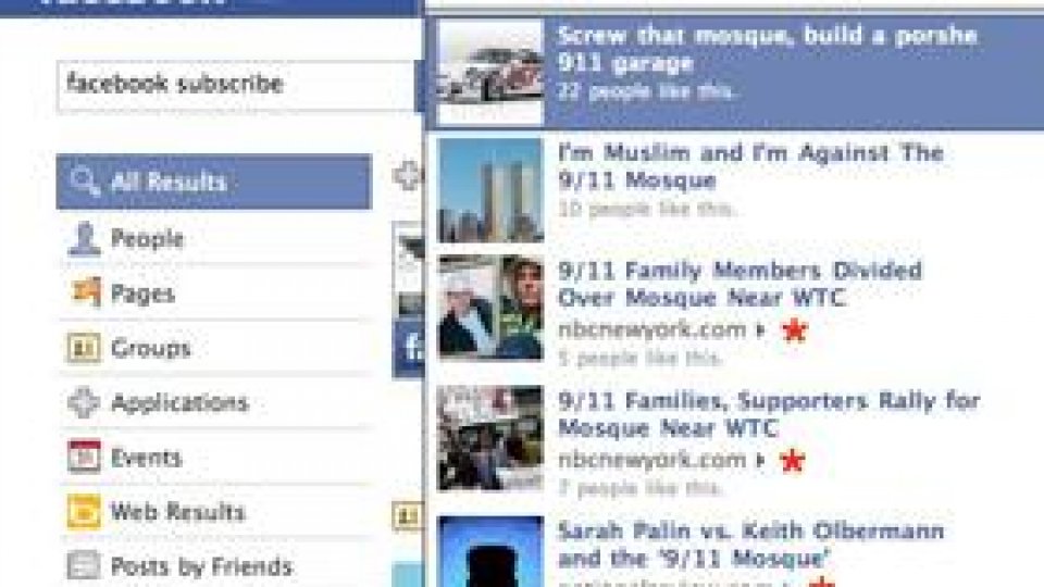 Noul modul de căutare Facebook