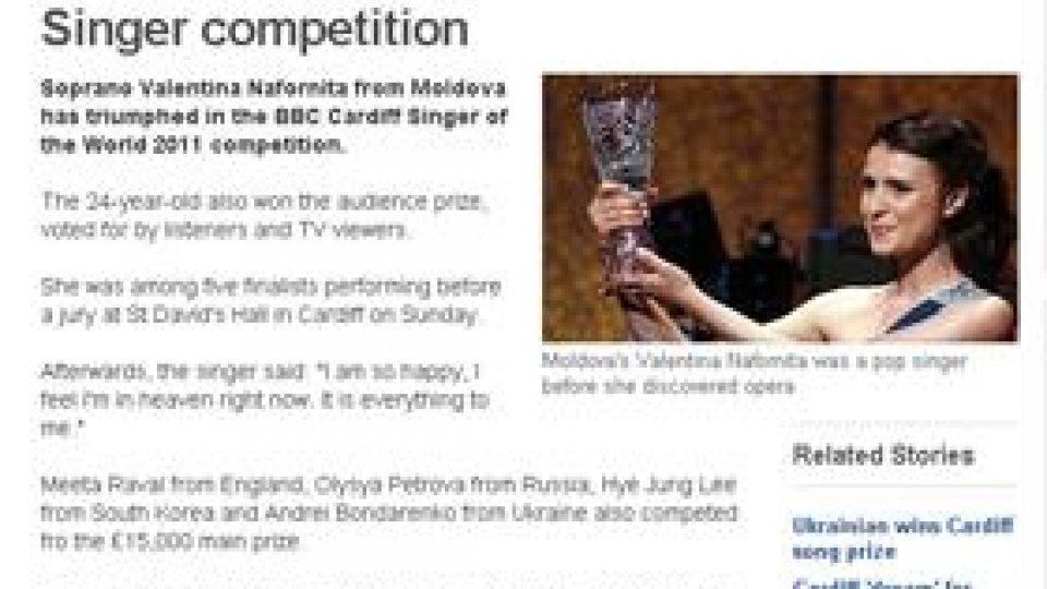Soprana Valentina Naforniţă câştigă un trofeu BBC