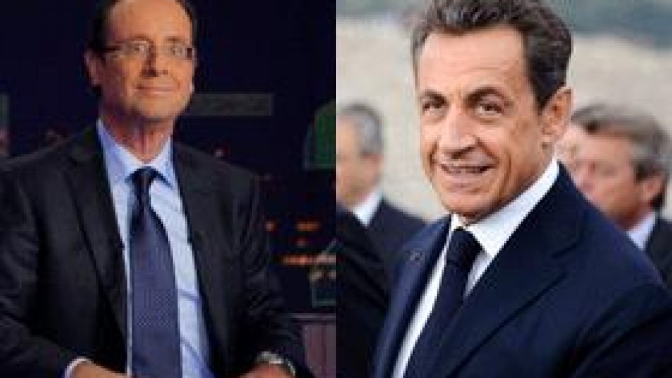 Nicolas Sarkozy şi François Hollande, "la egalitate perfectă"