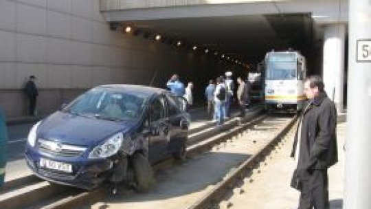 Tramvaie blocate în capitală din cauza unui accident