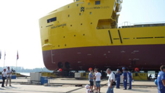 Lansare la apă la Şantierul Naval Galaţi