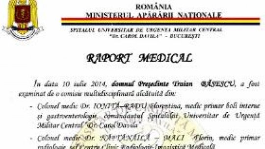 Președintele Băsescu își publică "raportul medical anual"