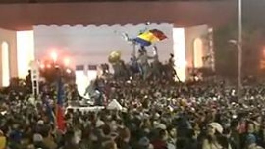 Klaus Iohannis, în Piața Universității