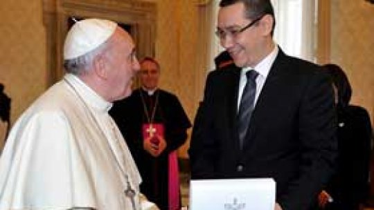 Premierul Victor Ponta, în audienţă privată la Papa Francisc