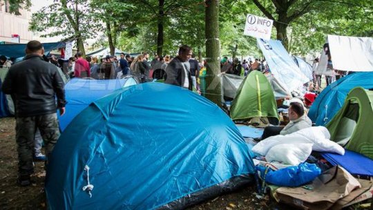 O tabară de refugiaţi a fost amenajată în centrul Bruxelles-ului