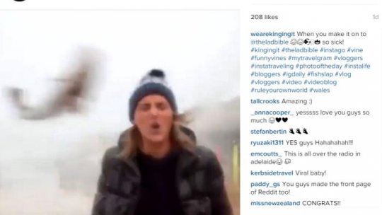 VIDEO: Plesnită în direct de un pește #furtună #StormGertrude