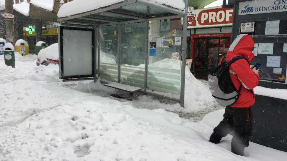 București:Trotuare înzăpezite, pietonii merg pe carosabil (FOTO)