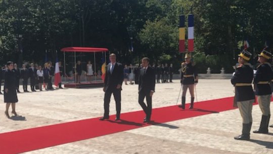 French President Emmanuel Macron at the Cotroceni Palace