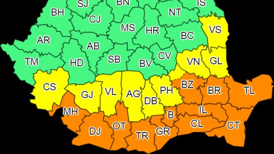 Cod portocaliu de vânt puternic în Bucureşti şi 12 judeţe