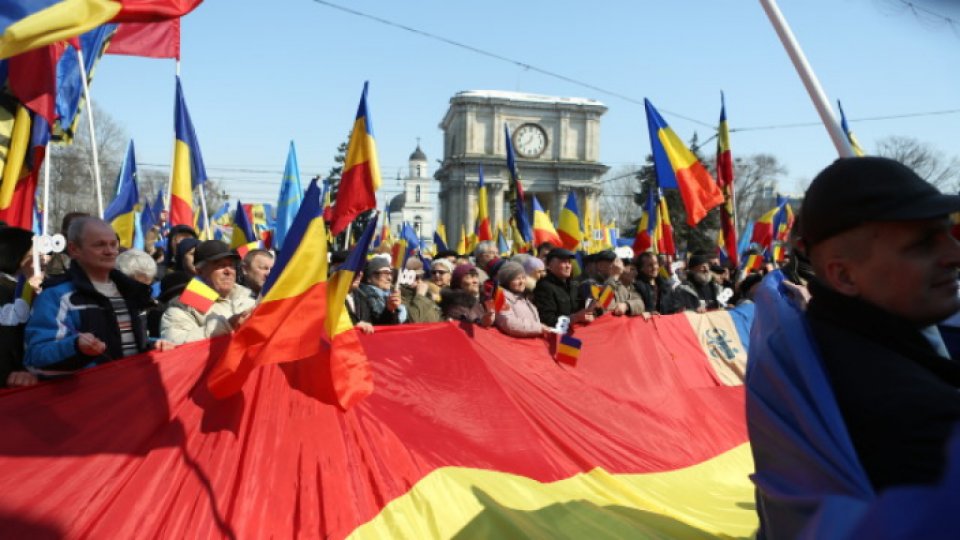 Chişinău: Manifestaţie dedicată Unirii Basarabiei cu România