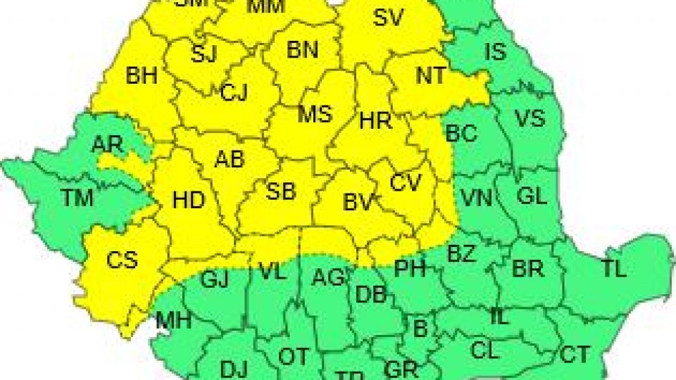 Cod galben de instabilitate atmosferică şi ploi torenţiale