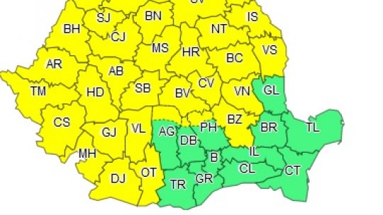 Cod galben de ploi şi furtuni