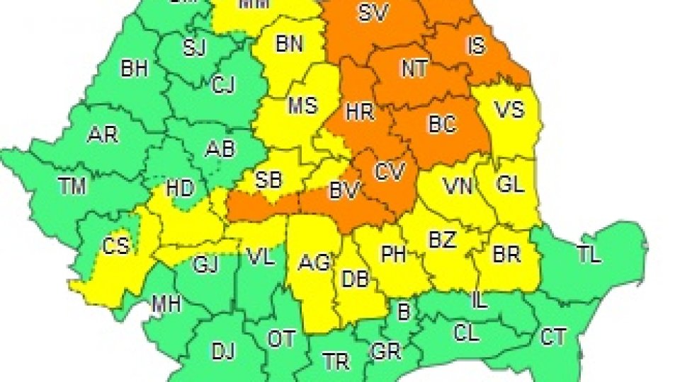Cod portocaliu de ploi abundente şi instabilitate atmosferică în 9 județe