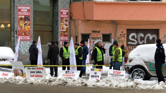 Protest al transportatorilor în faţa sediului Comisiei Europene