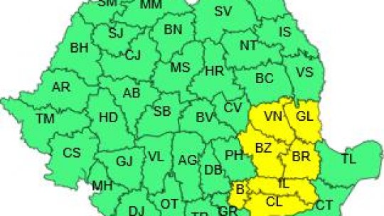 Cod galben pentru şase judeţe şi pentru toată zona Capitalei
