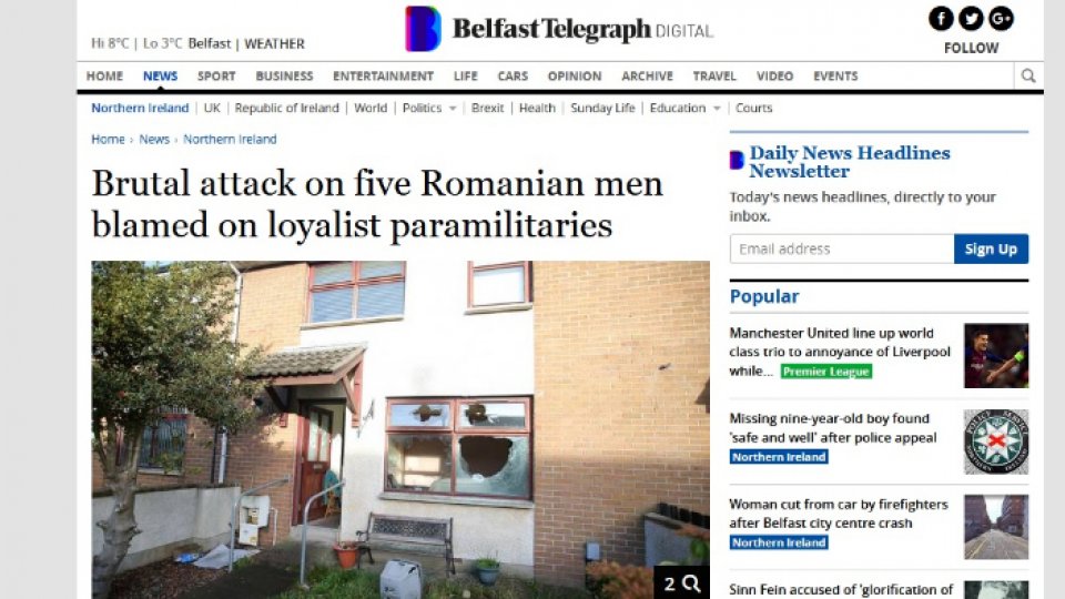 Irlanda de Nord: Cinci cetăţeni români, bătuţi cu brutalitate în Belfast