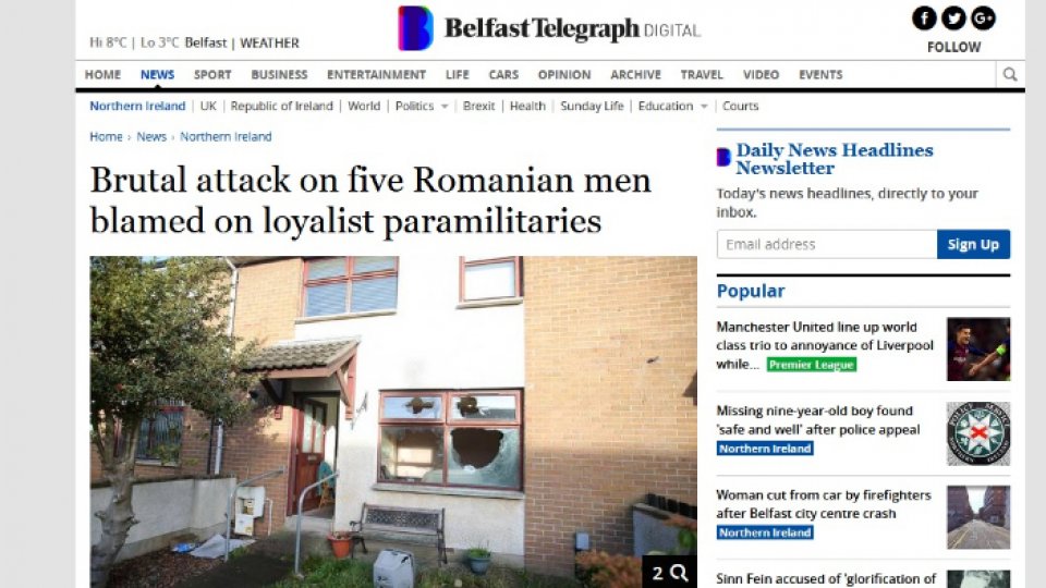 Northern Ireland: Five Romanian citizens brutally beaten in County Antrim