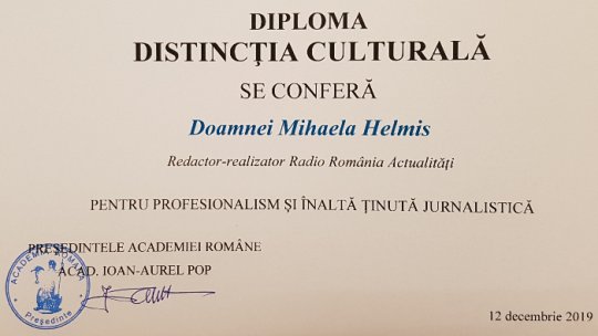 Colega noastră, Mihaela Helmis, premiată de Academia Română