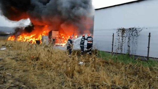 Incendiu cu degajare de substanțe toxice la o hală din Afumați-Ilfov