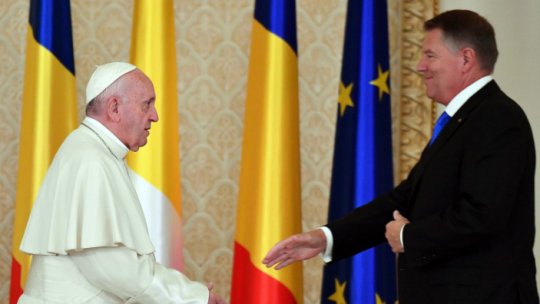 Discursuri la Palatul Cotroceni cu ocazia vizitei Papei Francisc