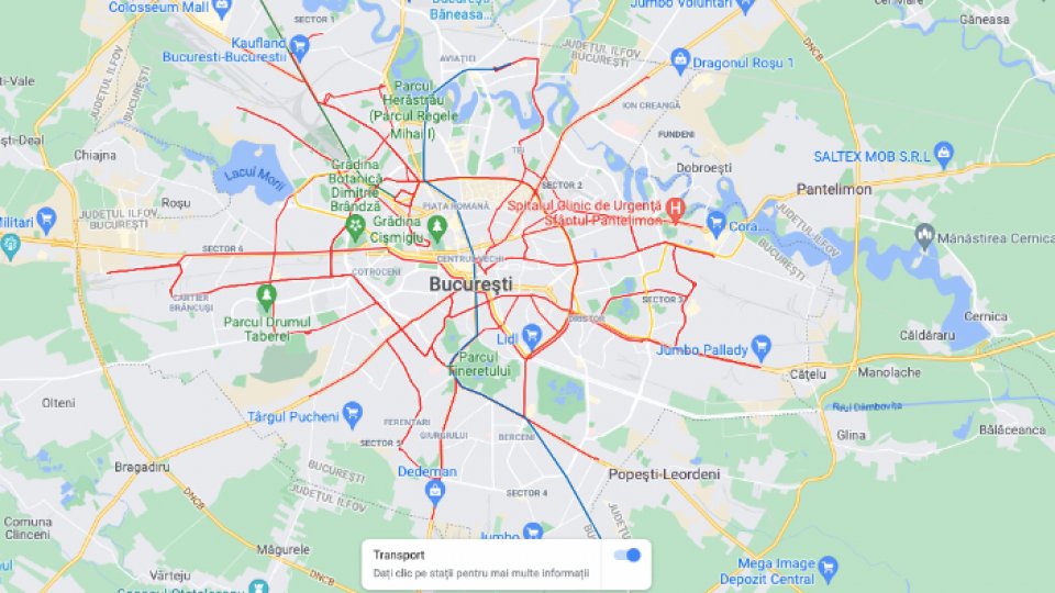 Transportul public din București, pe Google Maps