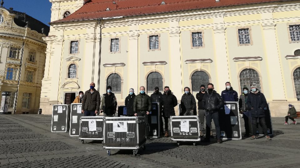 Protest în Piața Mare din Sibiu