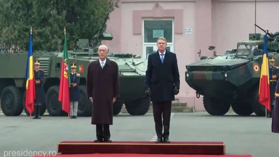 Președintele Portugaliei, Marcelo Rebelo de Sousa, însoțit de președintele Klaus Iohannis au vizitat Batalionul 1 de Instrucție din Caracal