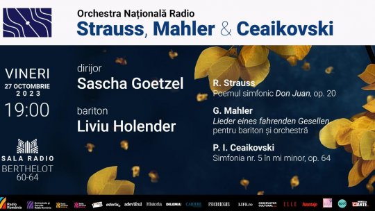 Dirijorul SASCHA GOETZEL și baritonul LIVIU HOLENDER,  invitați pe scena Sălii Radio