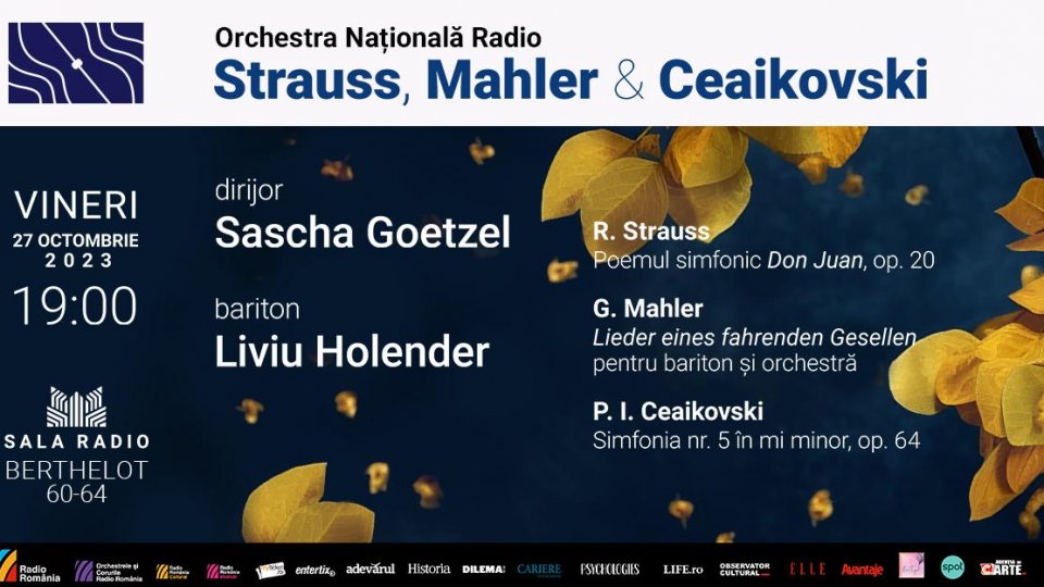 Dirijorul SASCHA GOETZEL și baritonul LIVIU HOLENDER,  invitați pe scena Sălii Radio