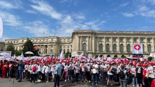 Sindicaliştii Federaţiei SANITAS protestează în Bucureşti