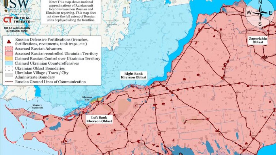 Forțele ucrainene au stabilit poziții pe malul estic al Niprului, în regiunea Herson