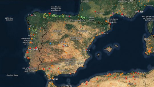 HARTĂ: Incendii puternice în Spania