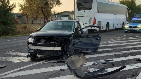 Județul Giurgiu: Accident rutier pe DN5, la Frătești, în care a fost implicată o femeie însărcinată