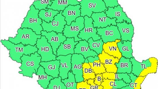 Cod galben de intensificări ale vântului