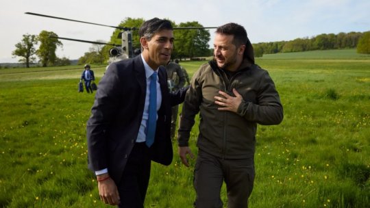 Premierul Marii Britanii, Rishi Sunak, a sosit, vineri, într-o vizită la Kiev
