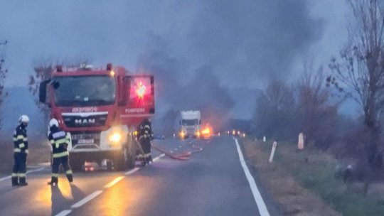 Incendiul izbucnit în urma accidentului de pe DN 72 la cisterna cu GPL a fost stins