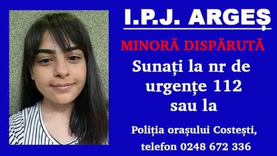 Minoră de 15 ani, căutată după ce a plecat de la domiciliu, din comuna Rociu, jud. Argeș