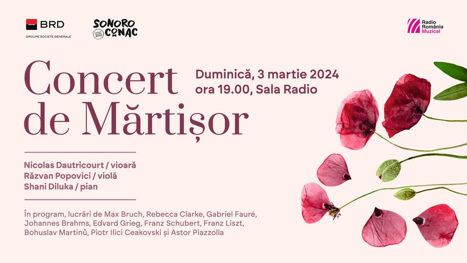 Radio România Muzical și Asociația SoNoRo organizează pe 3 martie cea de-a V-a ediție a Concertului de Mărțișor