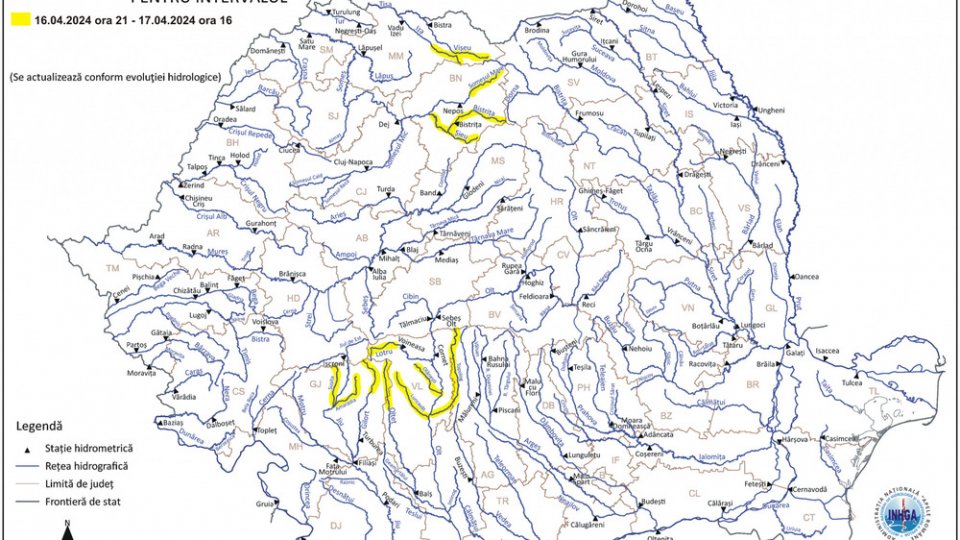 Hidrologii au emis coduri galbene de inundații