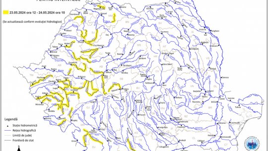 Cod galben de viituri pe râuri din 17 judeţe
